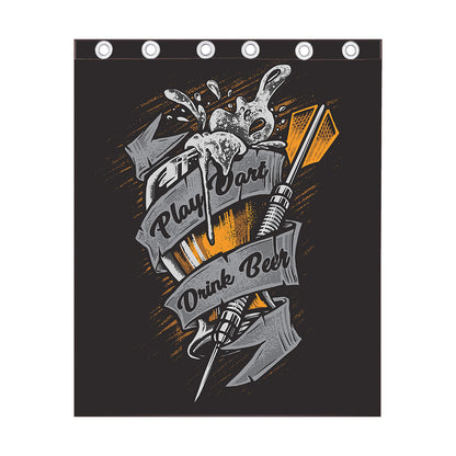 Play Dart Drink Beer Print Curtain