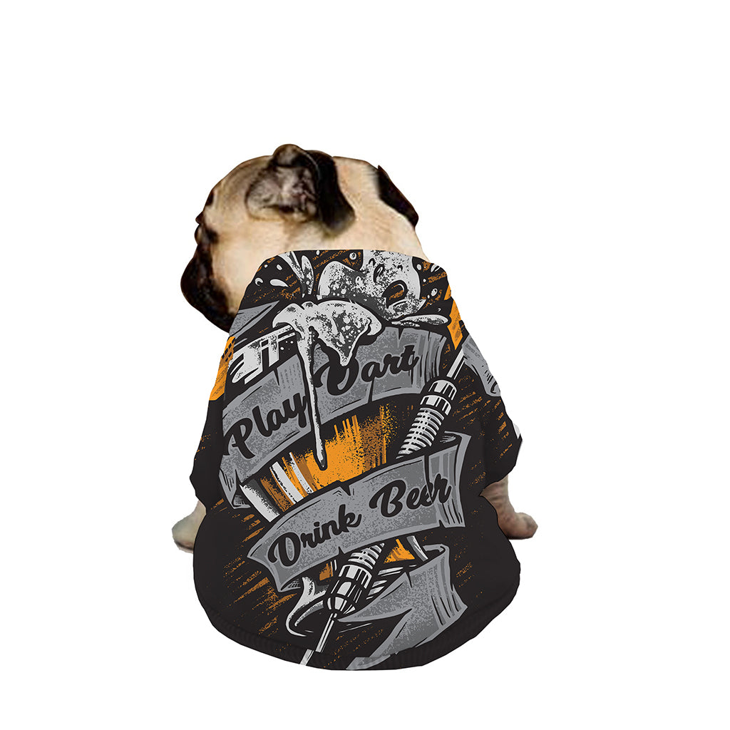 Play Dart Drink Beer Print Dog Zip Up Jacket