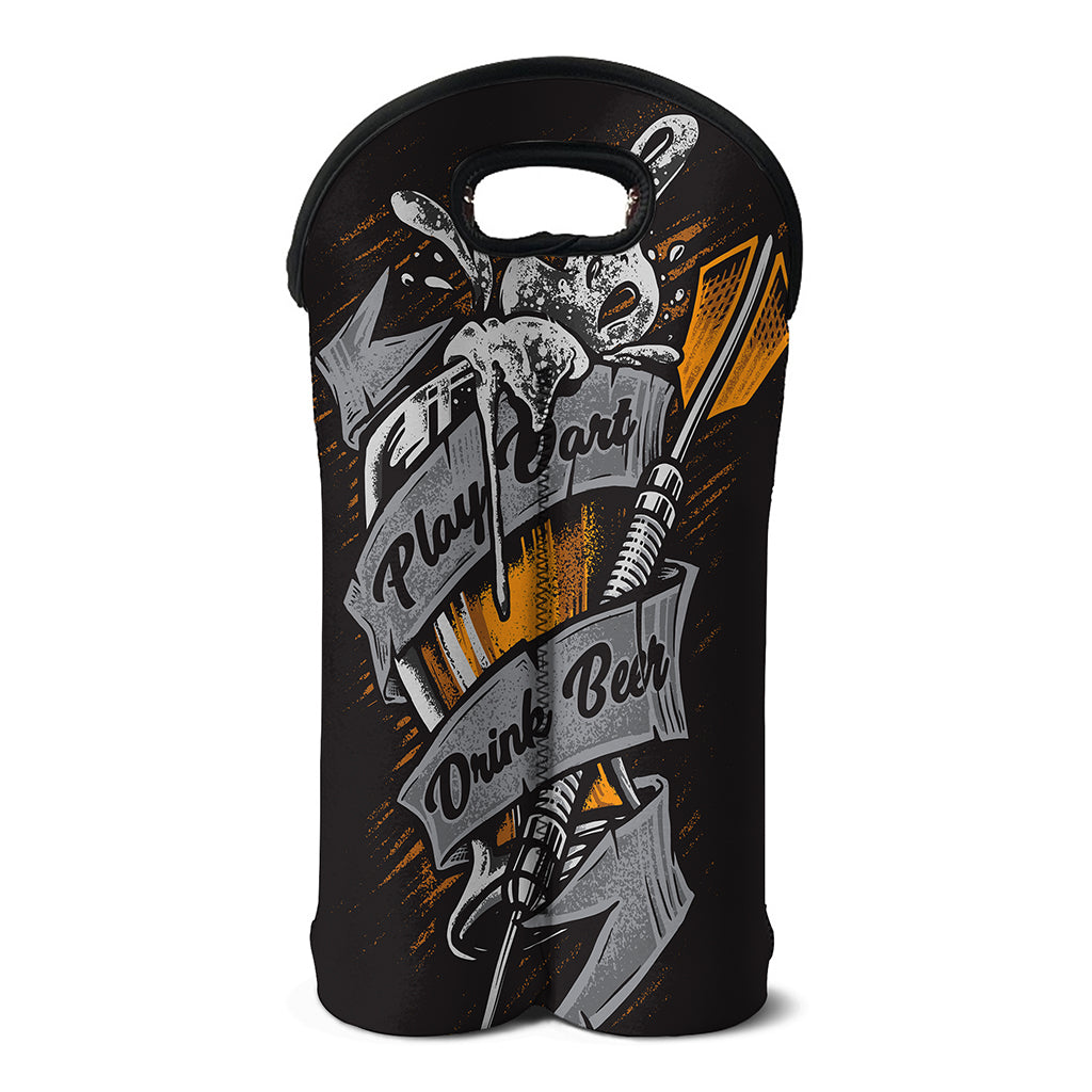 Play Dart Drink Beer Print Double Neoprene Wine Tote