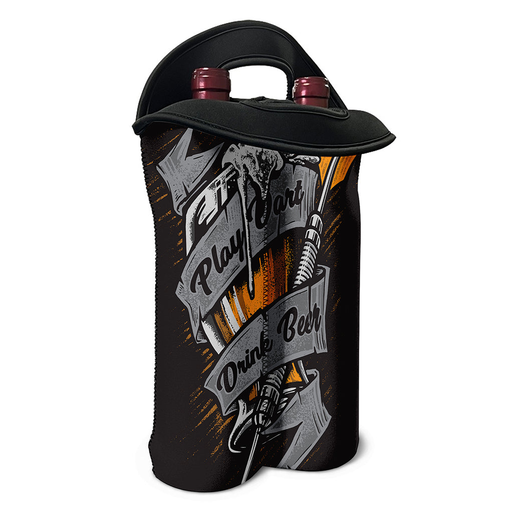 Play Dart Drink Beer Print Double Neoprene Wine Tote
