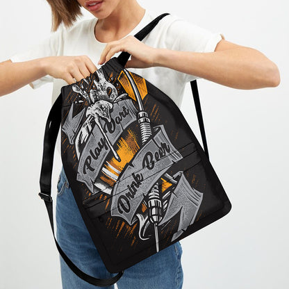 Play Dart Drink Beer Print Drawstring Backpack