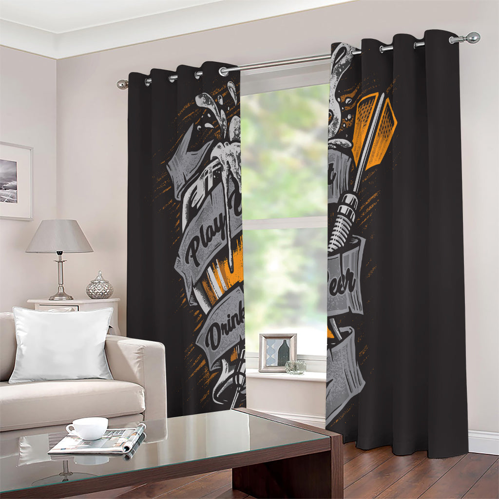 Play Dart Drink Beer Print Extra Wide Grommet Curtains