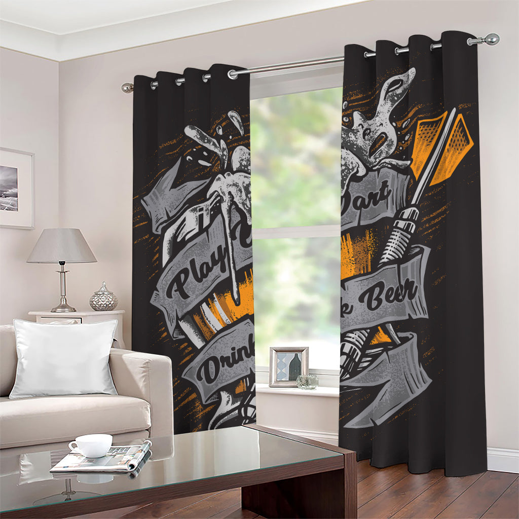 Play Dart Drink Beer Print Grommet Curtains