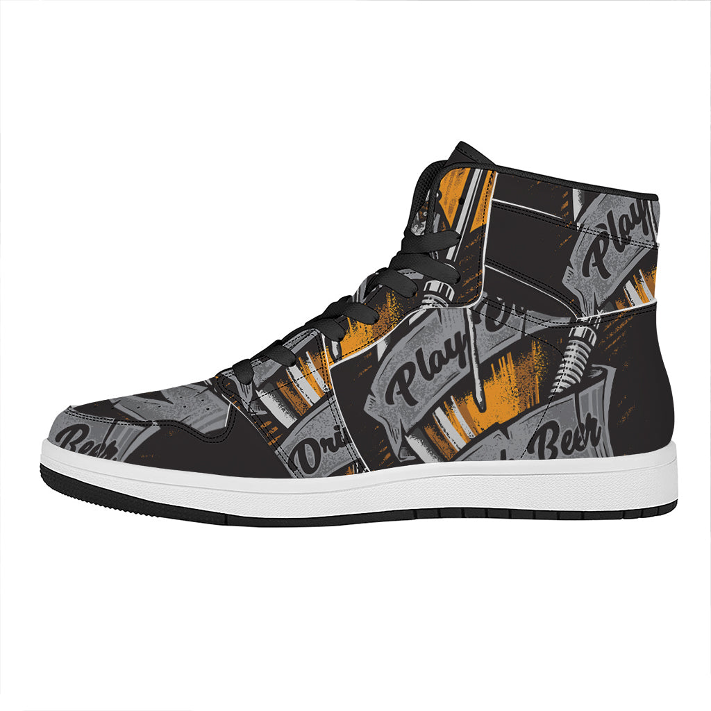 Play Dart Drink Beer Print High Top Leather Sneakers