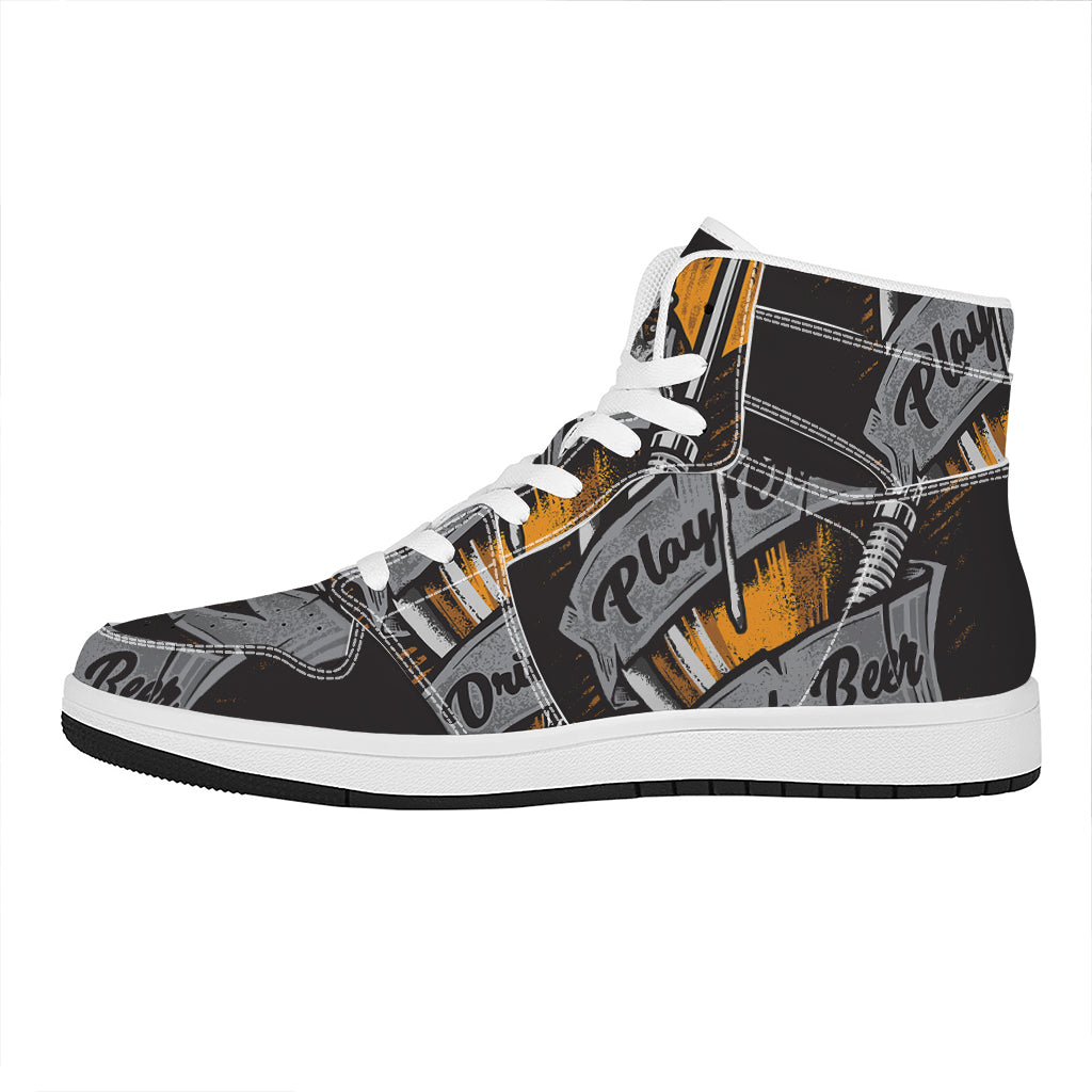 Play Dart Drink Beer Print High Top Leather Sneakers