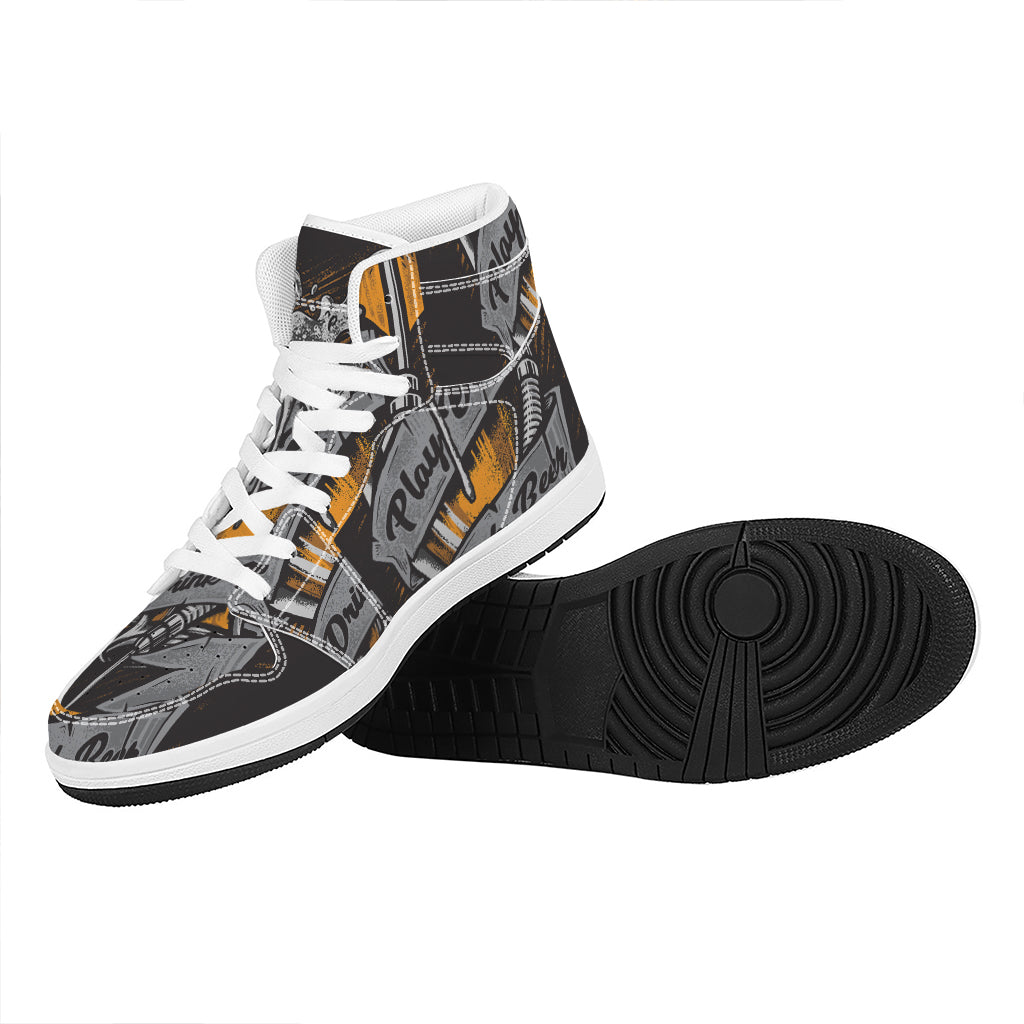 Play Dart Drink Beer Print High Top Leather Sneakers