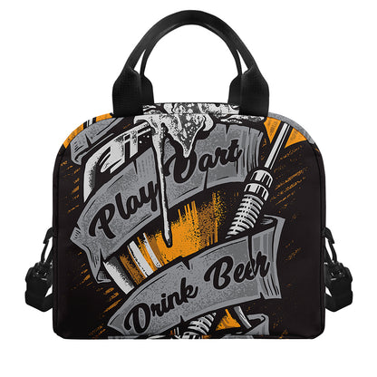 Play Dart Drink Beer Print Insulated Lunch Bag
