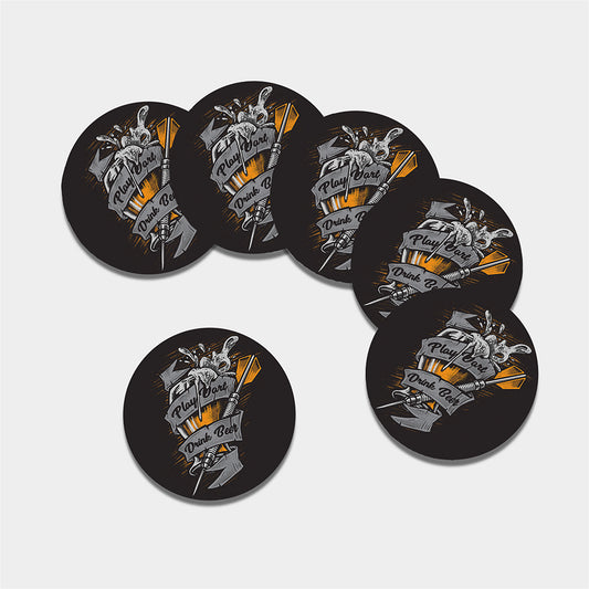 Play Dart Drink Beer Print Leather Coaster Set