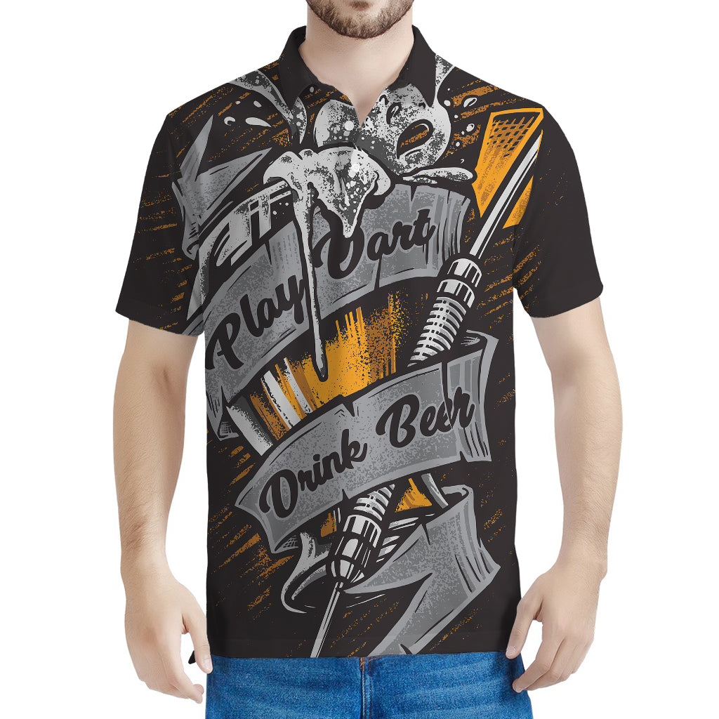 Play Dart Drink Beer Print Men's Polo Shirt
