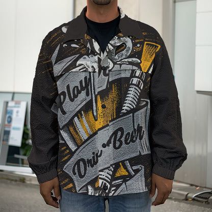 Play Dart Drink Beer Print Men's Shirt Jacket