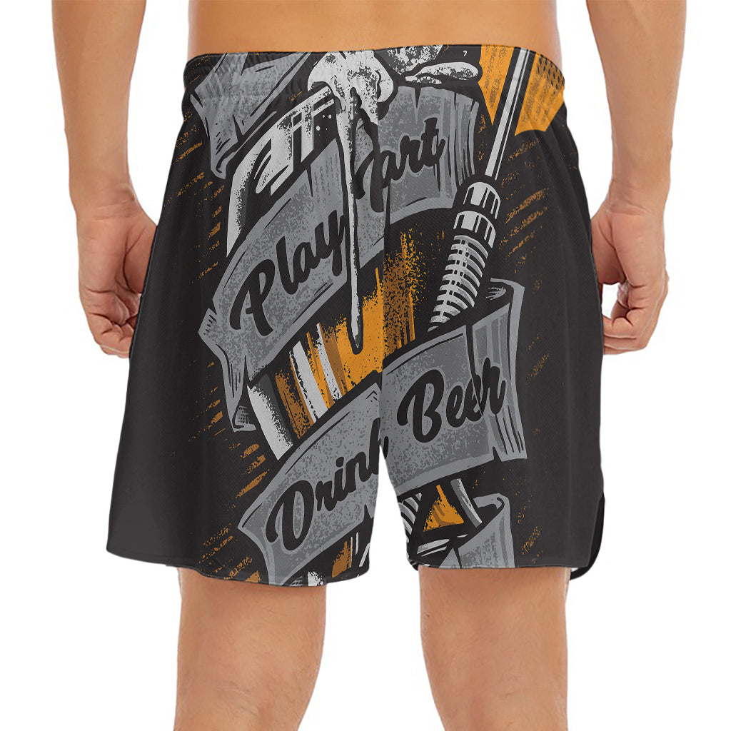 Play Dart Drink Beer Print Men's Split Running Shorts