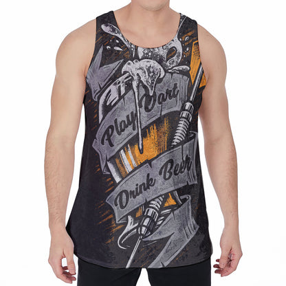 Play Dart Drink Beer Print Men's Velvet Tank Top