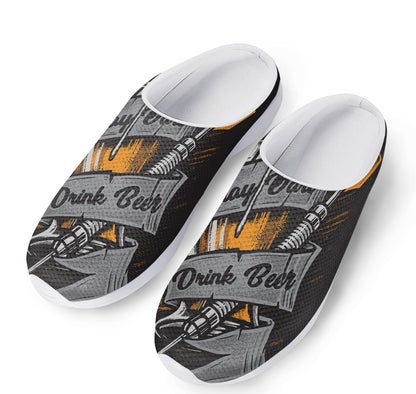 Play Dart Drink Beer Print Mesh Casual Shoes