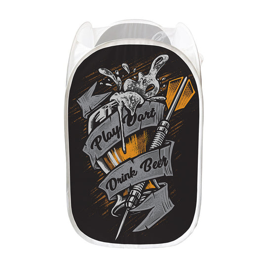 Play Dart Drink Beer Print Mesh Laundry Hamper