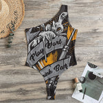 Play Dart Drink Beer Print One Shoulder Bodysuit