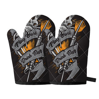 Play Dart Drink Beer Print Oven Mitts