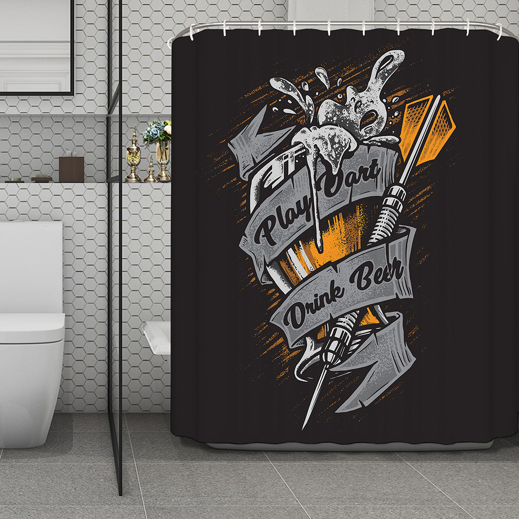 Play Dart Drink Beer Print Polyester Shower Curtain