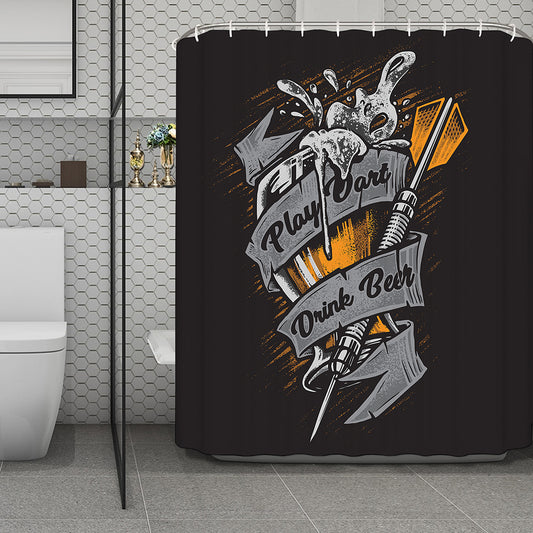 Play Dart Drink Beer Print Polyester Shower Curtain