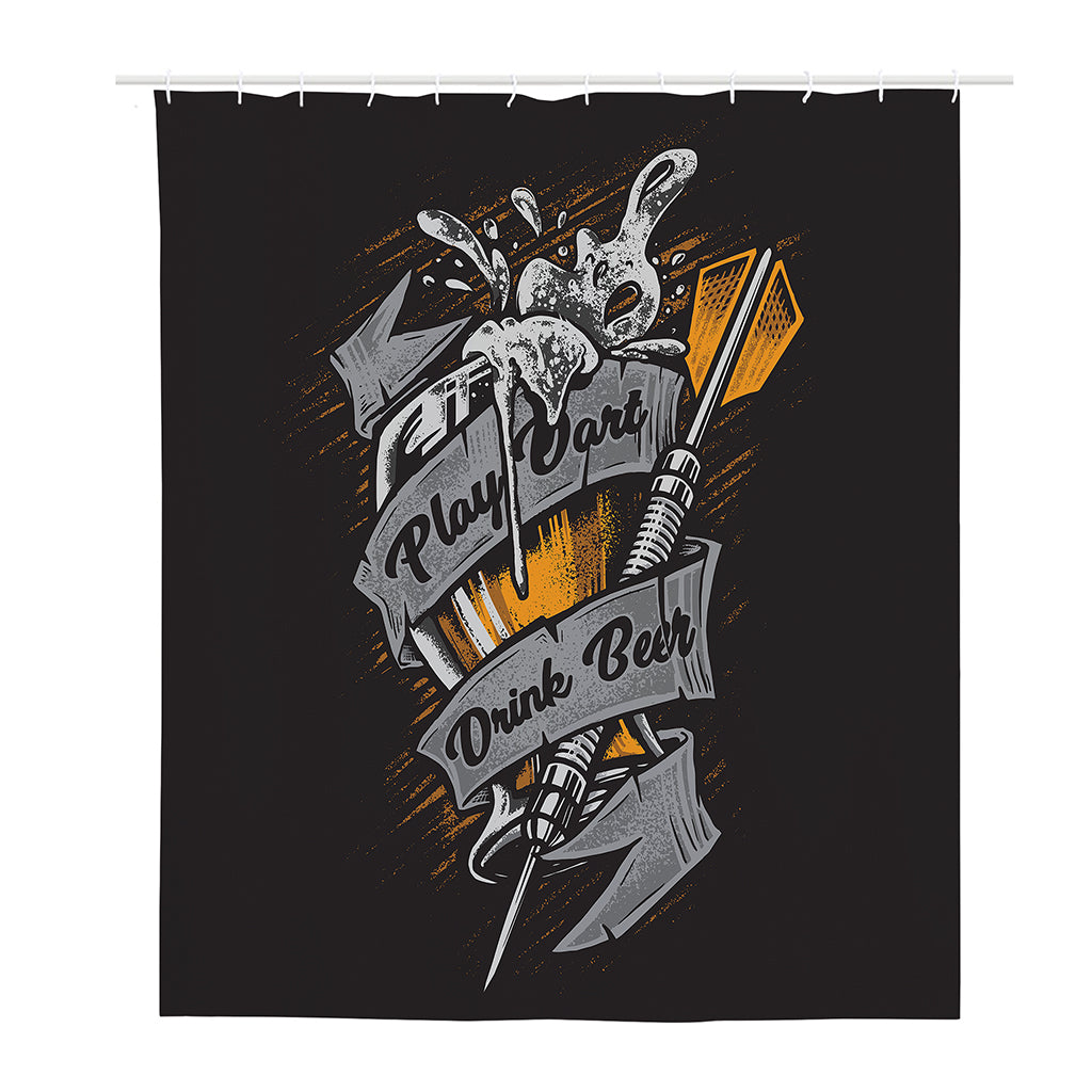 Play Dart Drink Beer Print Polyester Shower Curtain