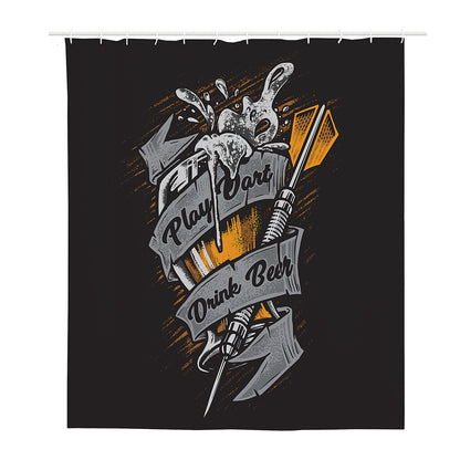 Play Dart Drink Beer Print Polyester Shower Curtain