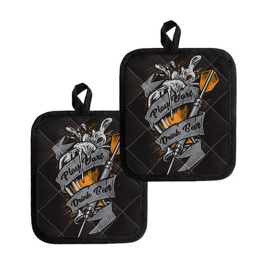 Play Dart Drink Beer Print Pot Holders