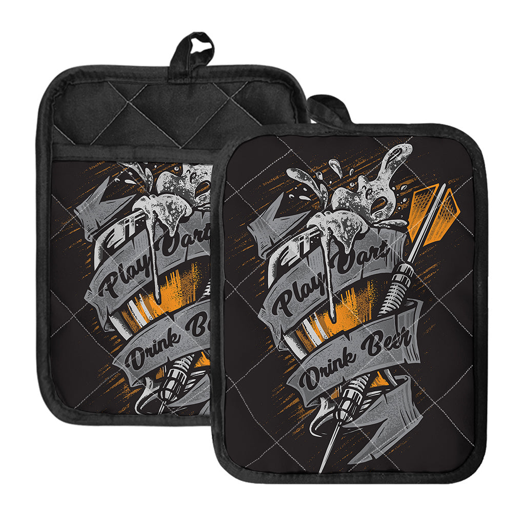 Play Dart Drink Beer Print Pot Holders With Pocket