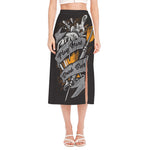 Play Dart Drink Beer Print Side Slit Midi Skirt