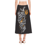 Play Dart Drink Beer Print Side Slit Midi Skirt