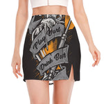 Play Dart Drink Beer Print Side Slit Mini Skirt