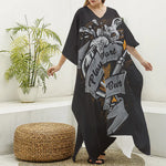 Play Dart Drink Beer Print Silk V-Neck Kaftan Dress