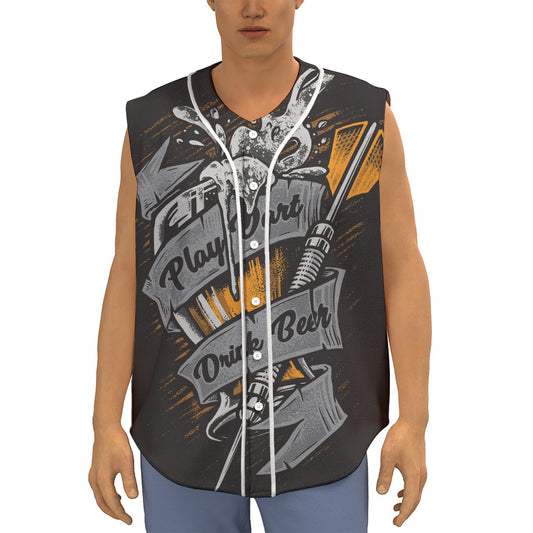 Play Dart Drink Beer Print Sleeveless Baseball Jersey