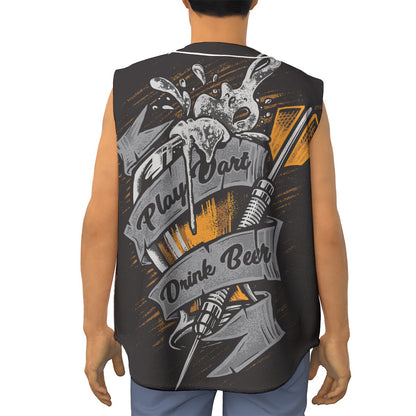 Play Dart Drink Beer Print Sleeveless Baseball Jersey