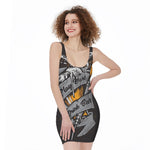 Play Dart Drink Beer Print Sleeveless Bodycon Dress
