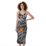 Play Dart Drink Beer Print Slim Fit Midi Cami Dress