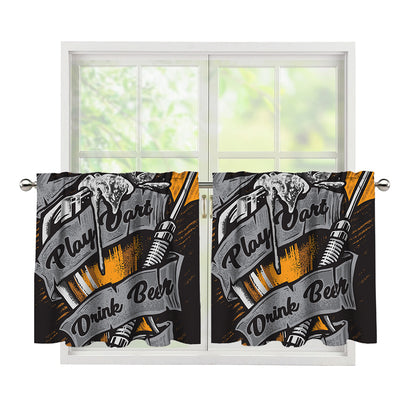 Play Dart Drink Beer Print Tier Curtains