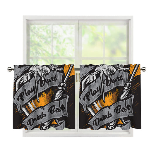 Play Dart Drink Beer Print Tier Curtains