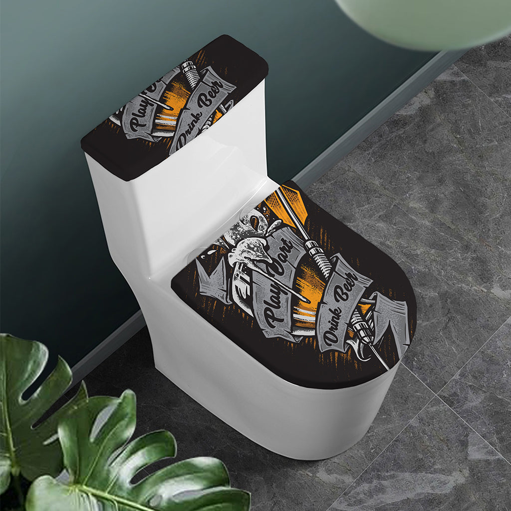 Play Dart Drink Beer Print Toilet Lid And Tank Cover Set