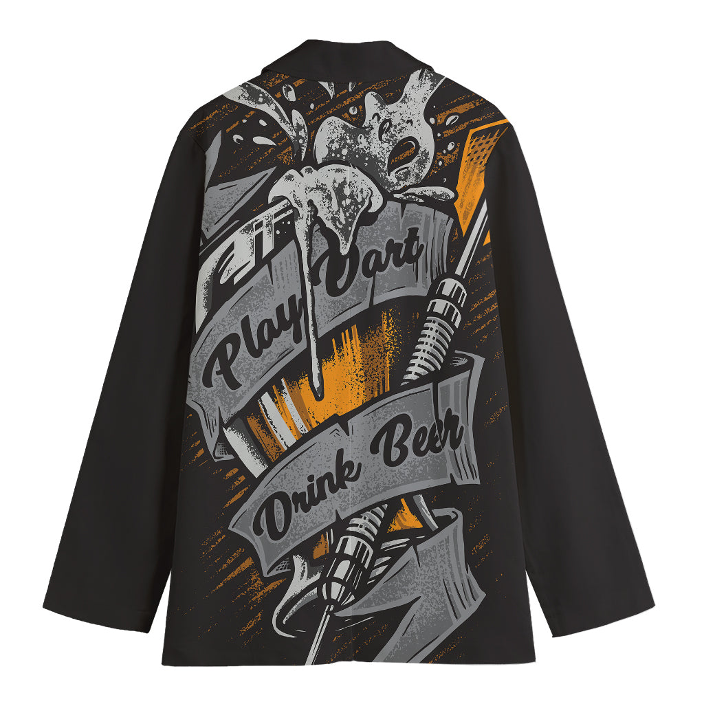 Play Dart Drink Beer Print Women's Cotton Blazer