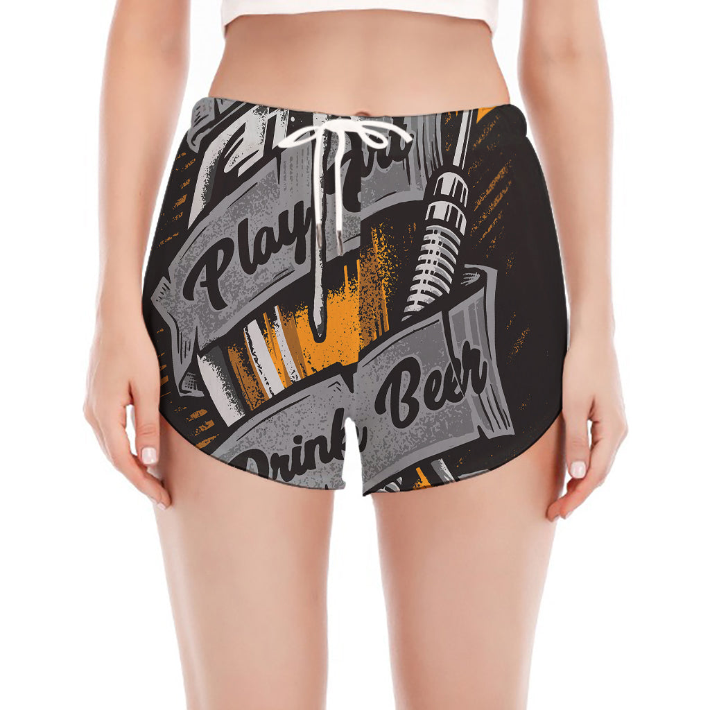 Play Dart Drink Beer Print Women's Split Running Shorts