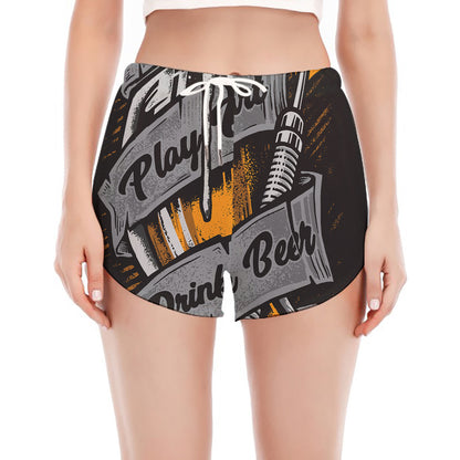 Play Dart Drink Beer Print Women's Split Running Shorts