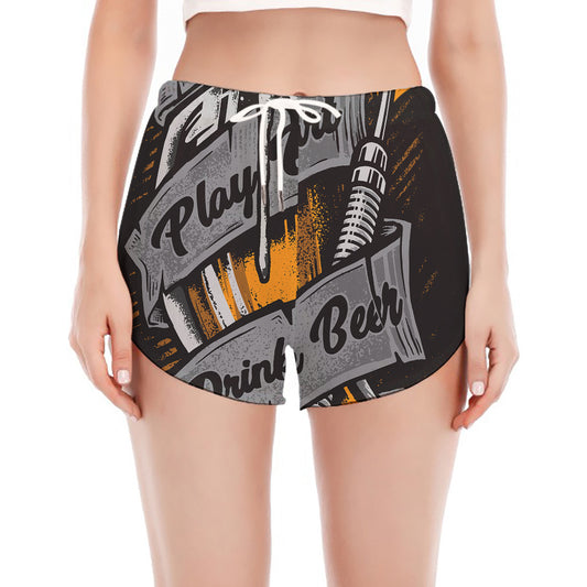 Play Dart Drink Beer Print Women's Split Running Shorts