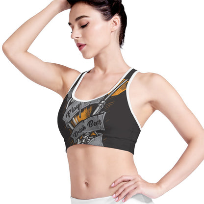 Play Dart Drink Beer Print Women's Sports Bra