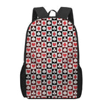 Playing Card Suits Check Pattern Print 17 Inch Backpack