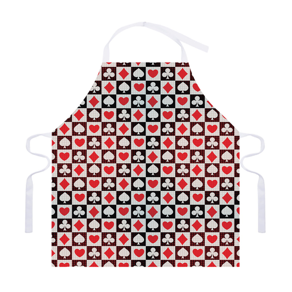 Playing Card Suits Check Pattern Print Adjustable Apron