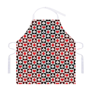 Playing Card Suits Check Pattern Print Adjustable Apron