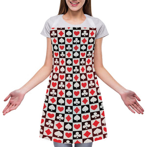 Playing Card Suits Check Pattern Print Adjustable Apron