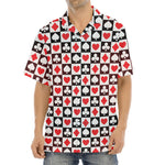 Playing Card Suits Check Pattern Print Aloha Shirt