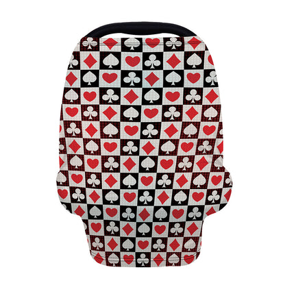 Playing Card Suits Check Pattern Print Baby Seat Cover