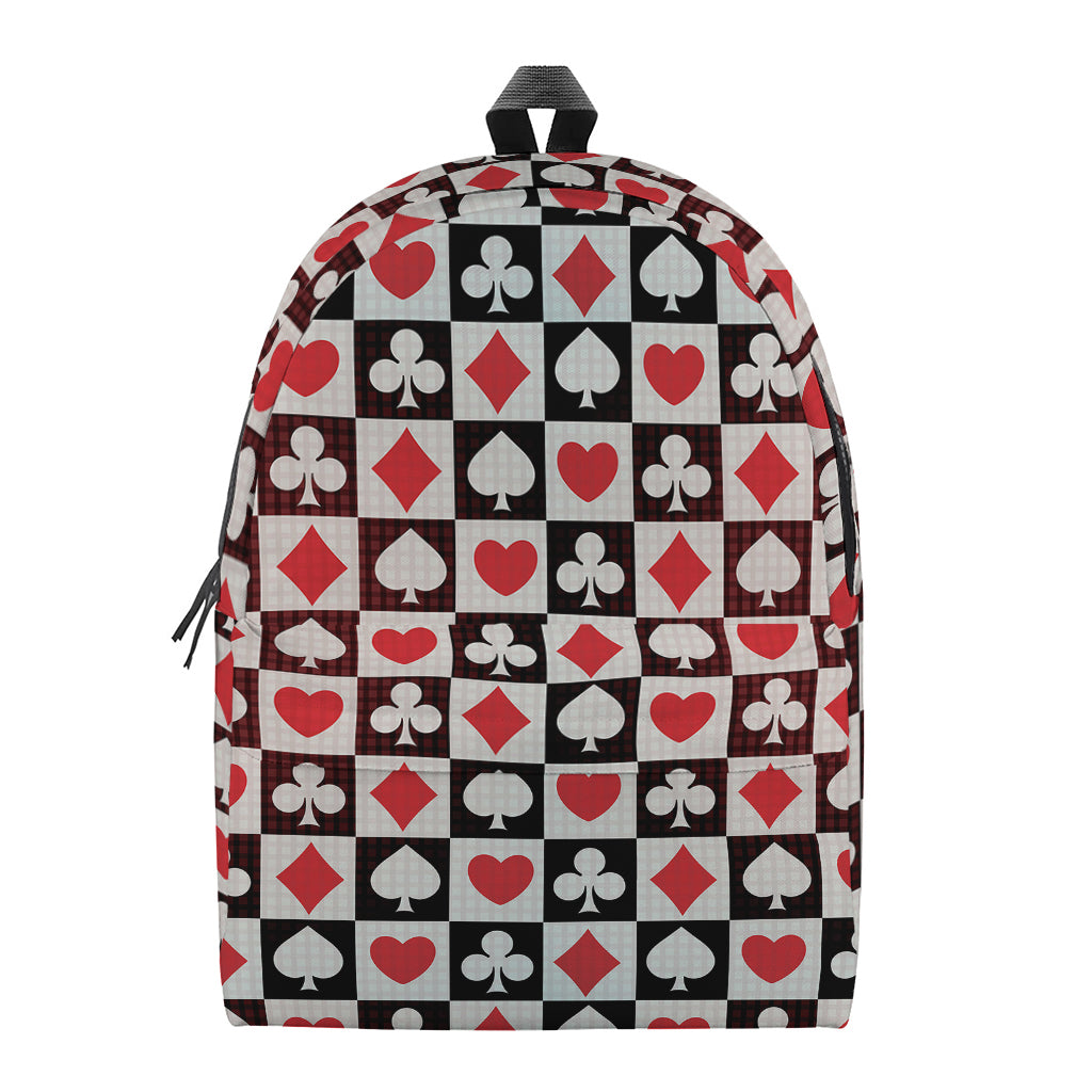 Playing Card Suits Check Pattern Print Backpack