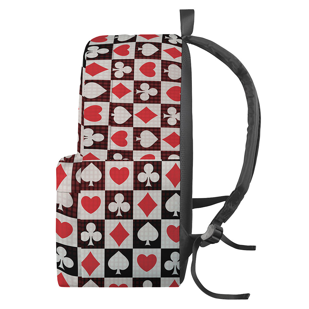 Playing Card Suits Check Pattern Print Backpack